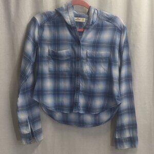 Vintage Hollister Size XS Flannel High/Low Button Down Blue Plaid